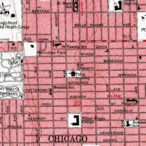Topographic Map of O A Thorp Scholastic Academy, IL