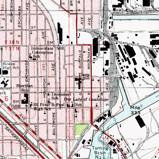 Topographic Map of J N Thorp Elementary School, IL