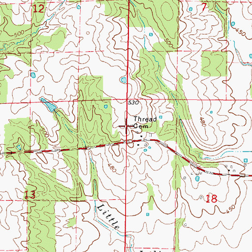 Topographic Map of Thread Cemetery, IL