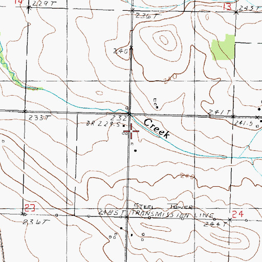 Topographic Map of Three Bridges School (historical), IL
