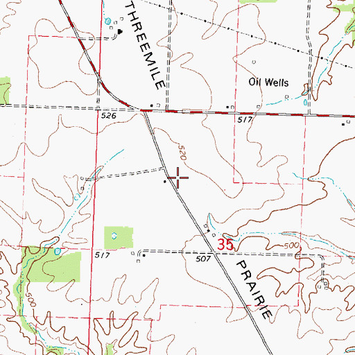 Topographic Map of Threemile Prairie, IL