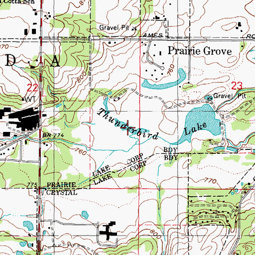 Topographic Map of Thunderbird Lake, IL
