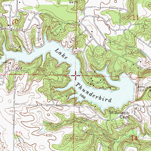 Topographic Map of Lake Thunderbird, IL