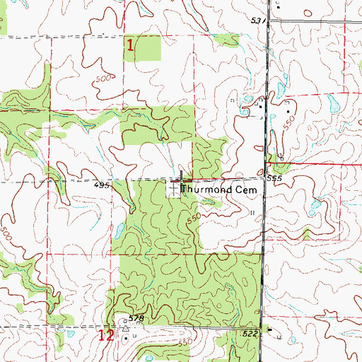 Topographic Map of Thurmond Cemetery, IL