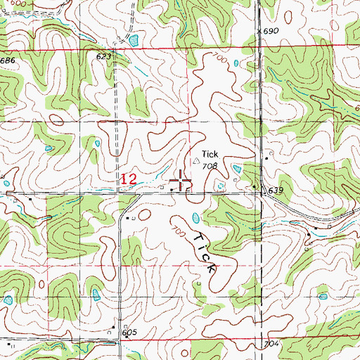 Topographic Map of Tick Ridge School (historical), IL