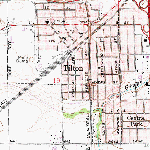 Topographic Map of Tilton, IL