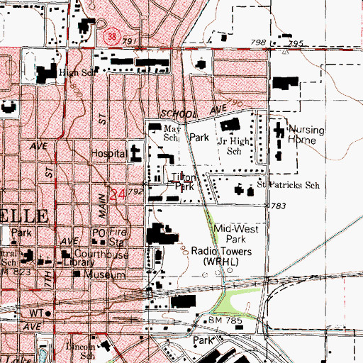 Topographic Map of Tilton Park, IL