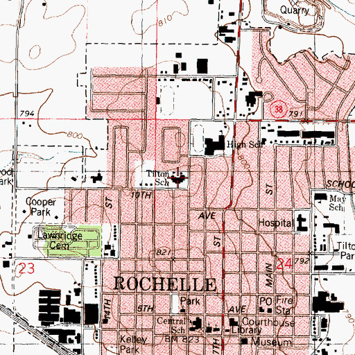 Topographic Map of Tilton Elementary School, IL