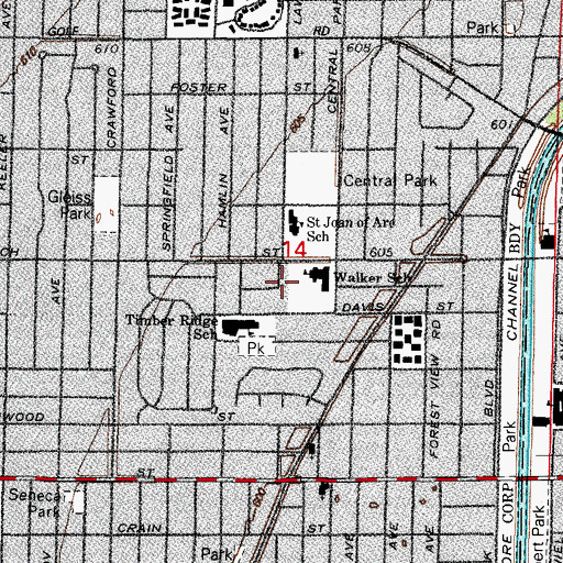 Topographic Map of Timber Ridge Park, IL