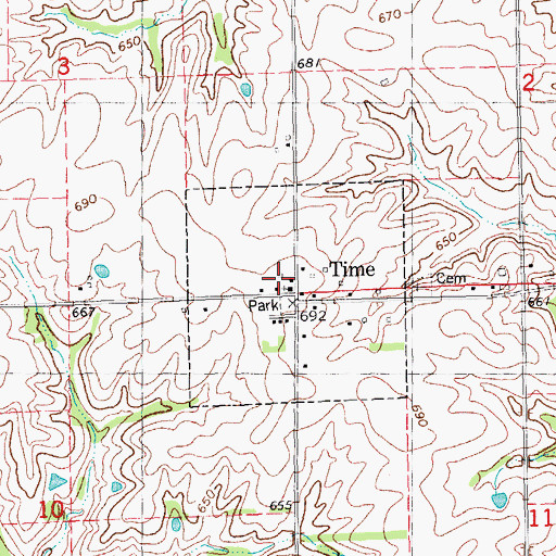 Topographic Map of Time, IL