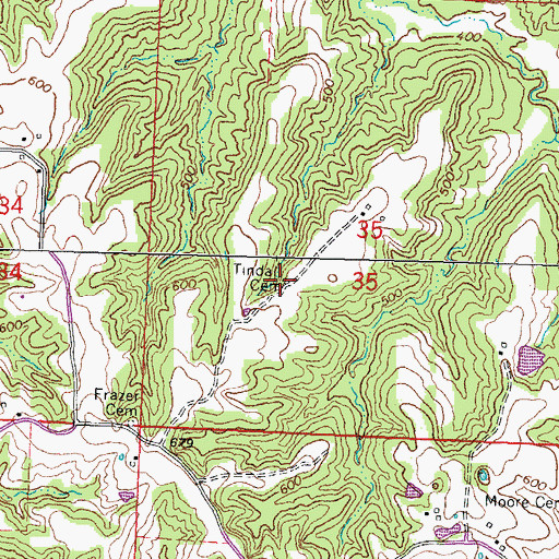 Topographic Map of Tindall Cemetery, IL