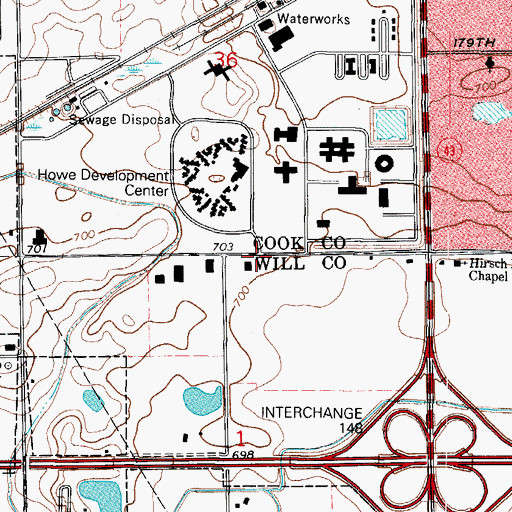 Topographic Map of Tinley Park Mental Health Center, IL