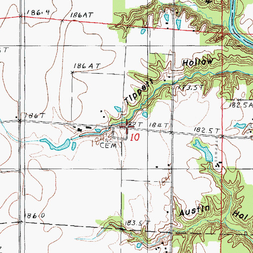 Topographic Map of Tippett Cemetery, IL
