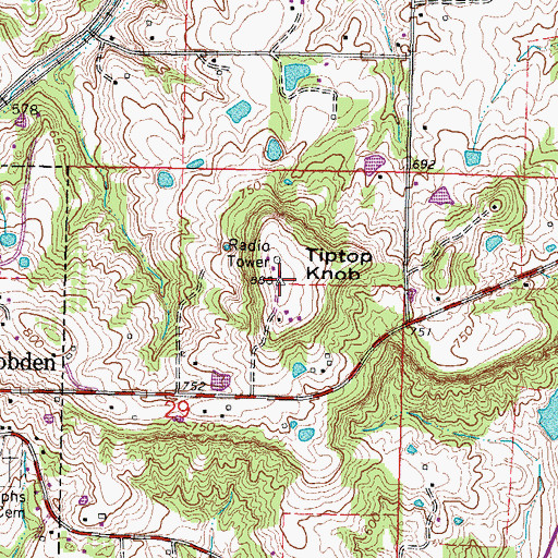 Topographic Map of Tiptop Knob, IL