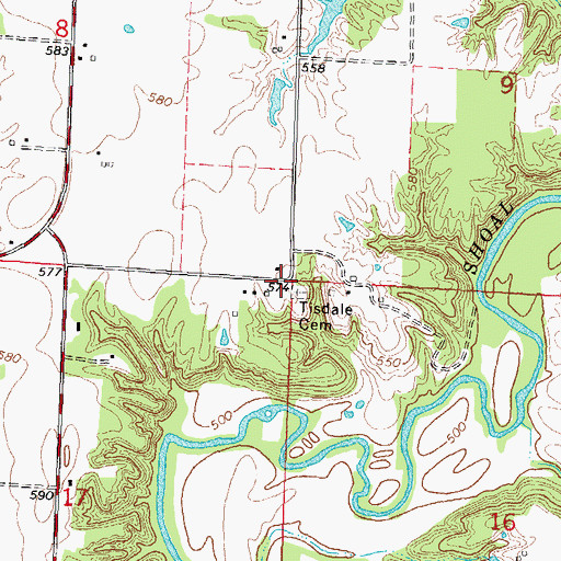 Topographic Map of Tisdale Cemetery, IL