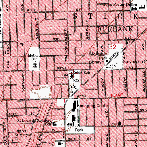 Topographic Map of Edward J Tobin Elementary School, IL