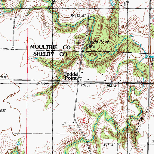 Topographic Map of Todds Point, IL