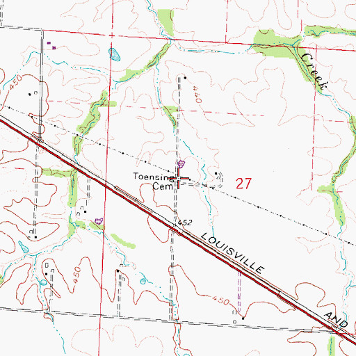 Topographic Map of Toensing Cemetery, IL