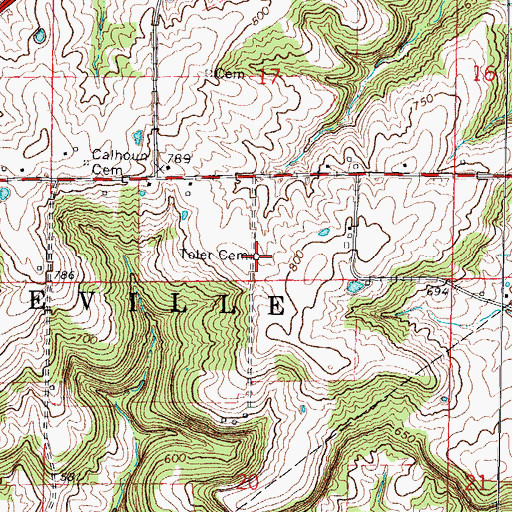 Topographic Map of Toler Cemetery, IL