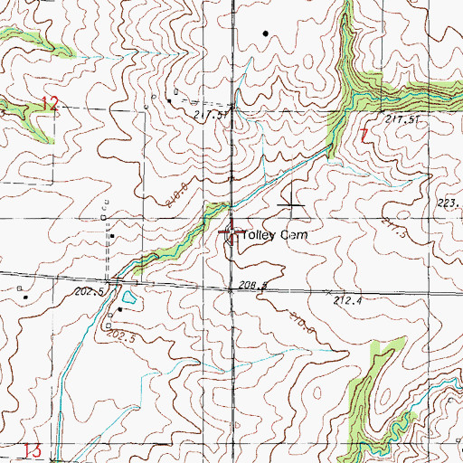 Topographic Map of Tolley Cemetery, IL