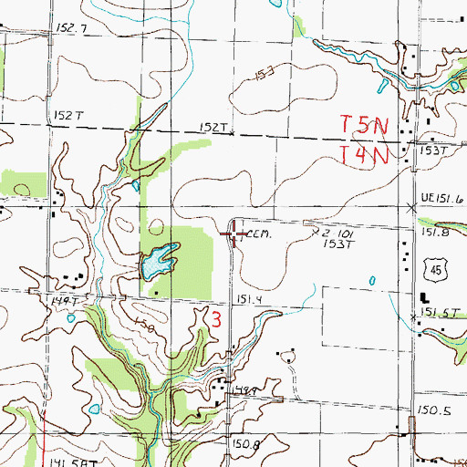 Topographic Map of Tolliver Cemetery, IL