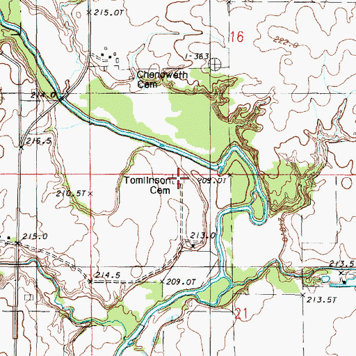 Topographic Map of Tomlinson Cemetery, IL