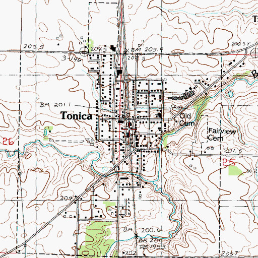 Topographic Map of Tonica, IL
