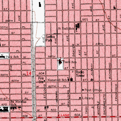 Topographic Map of Tonti Elementary School, IL