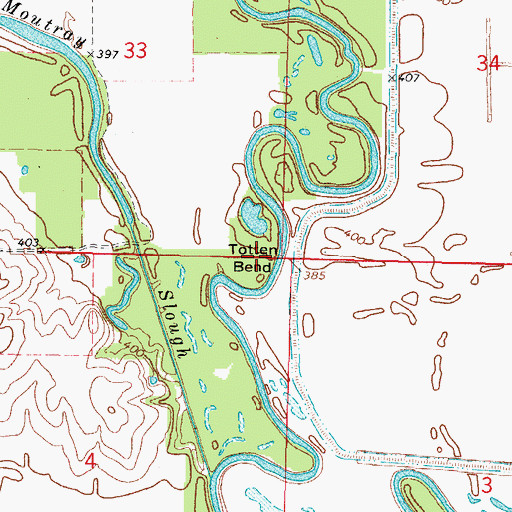 Topographic Map of Totten Bend, IL