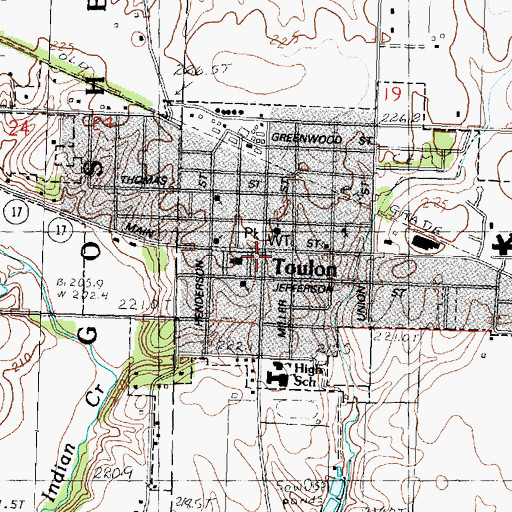 Topographic Map of Toulon, IL