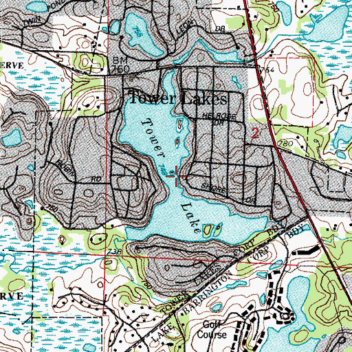 Topographic Map of Tower Lake, IL