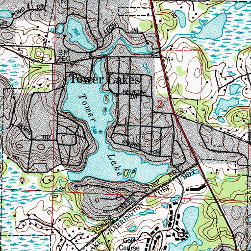 Topographic Map of Tower Lake, IL