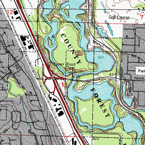 Topographic Map of Tower Road Dam, IL