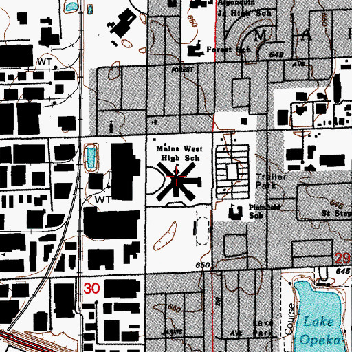 Topographic Map of Township High School West, IL