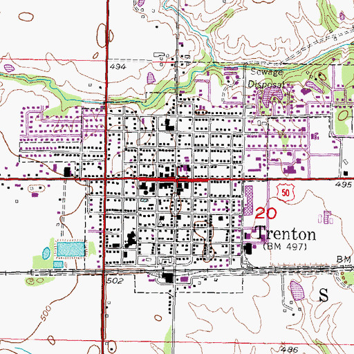 Topographic Map of Trenton, IL