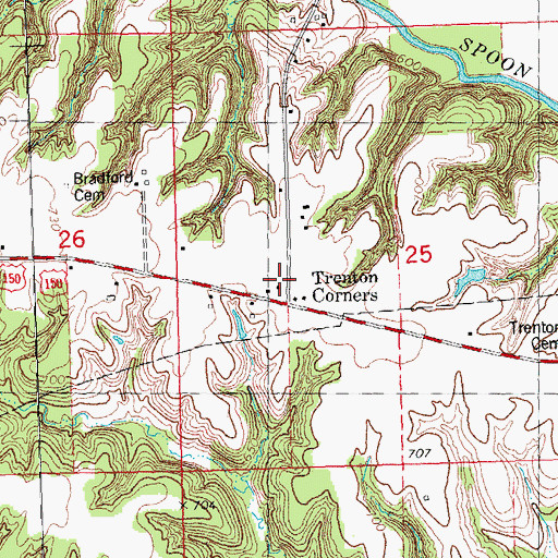 Topographic Map of Trenton School (historical), IL