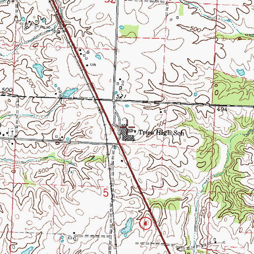 Topographic Map of Trico Senior High School, IL