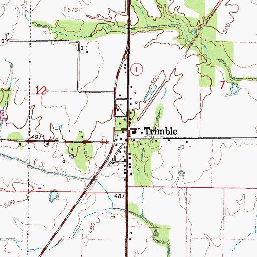 Topographic Map of Trimble, IL