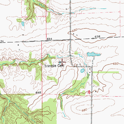 Topographic Map of Trimble Cemetery, IL