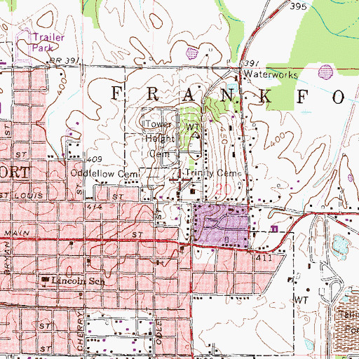 Topographic Map of Trinity Cemetery, IL