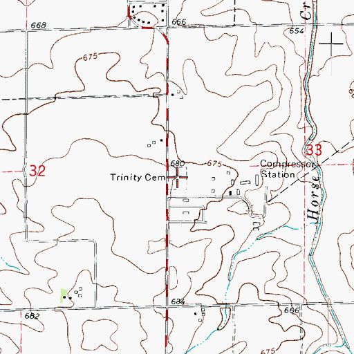Topographic Map of Trinity Cemetery, IL
