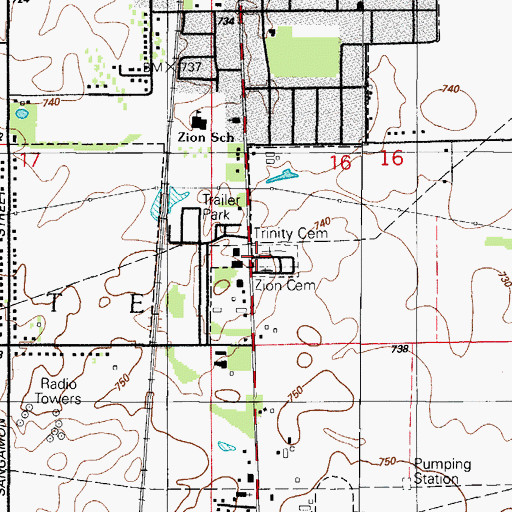 Topographic Map of Trinity Lutheran Cemetery, IL