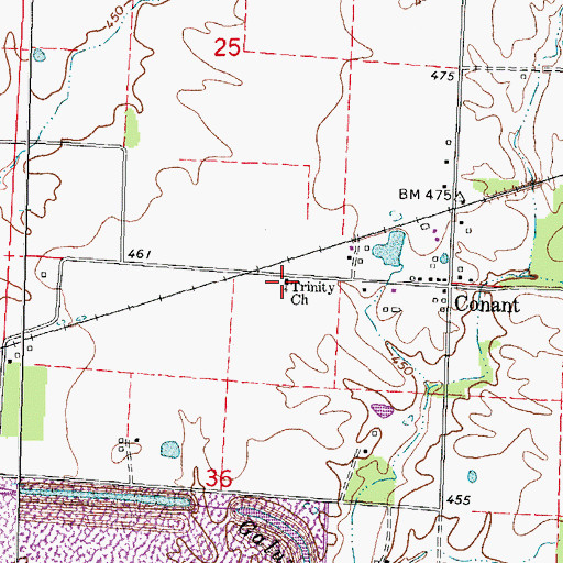 Topographic Map of Trinity Church, IL