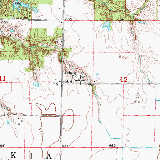 Topographic Map of Trinity Church, IL
