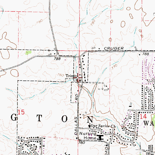 Topographic Map of Trinity Church, IL
