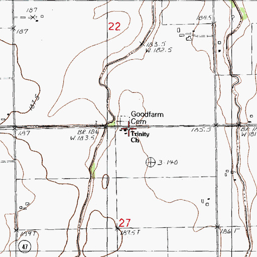 Topographic Map of Trinity Church, IL
