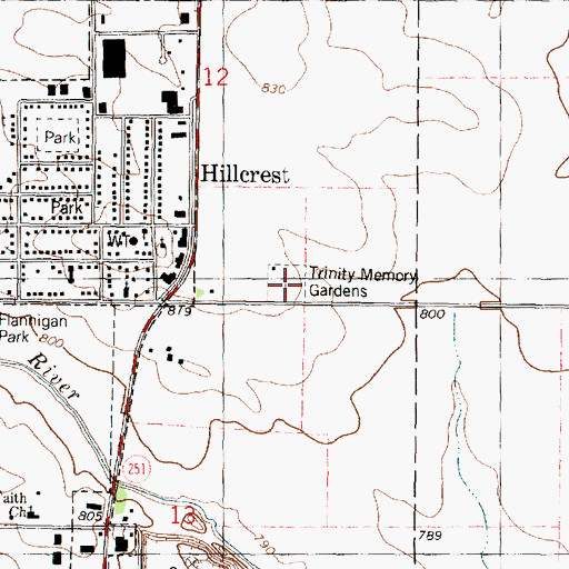 Topographic Map of Trinity Memorial Cemetery, IL