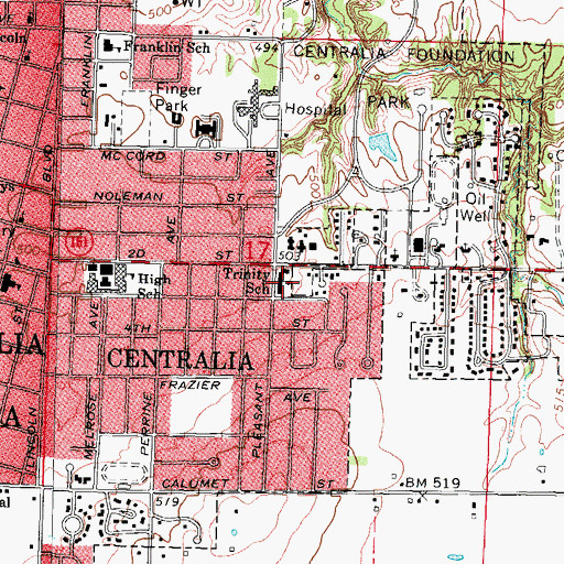 Topographic Map of Trinity School, IL