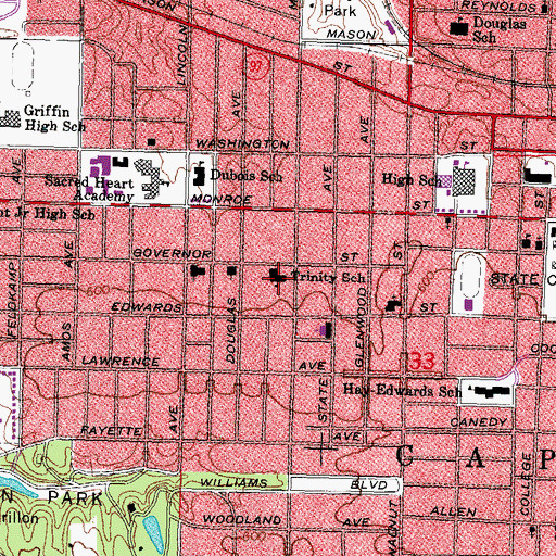 Topographic Map of Trinity Lutheran School, IL