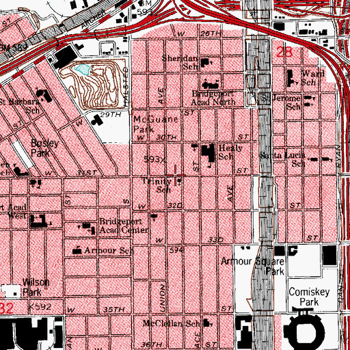 Topographic Map of Trinity School, IL